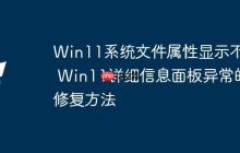 Win11系统文件属性显示不全 Win11详细信息面板异常的修复方法