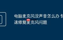 电脑麦克风没声音怎么办 快速修复麦克风问题