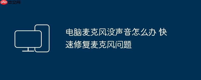 电脑麦克风没声音怎么办 快速修复麦克风问题
