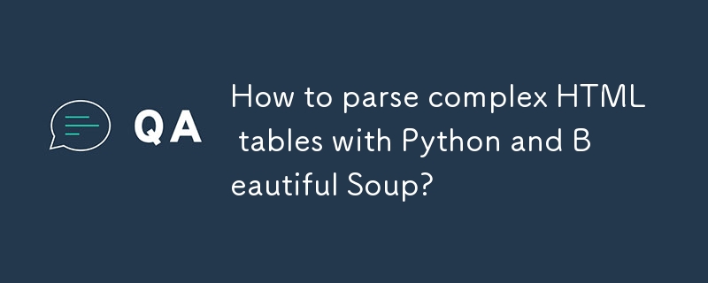 How to parse complex HTML tables with Python and Beautiful Soup?