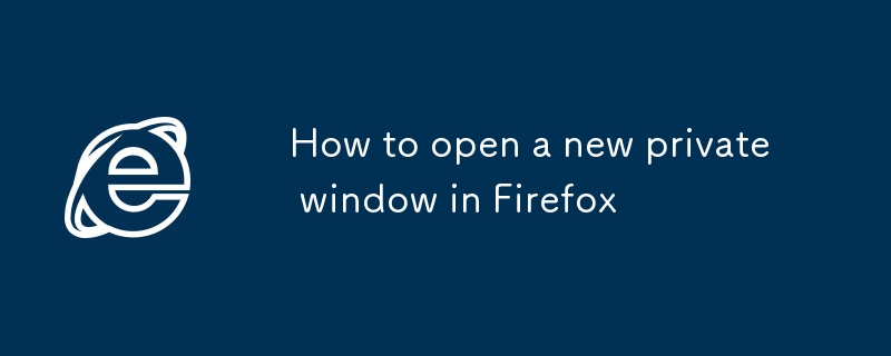 如何在 Firefox 中打开新的私人窗口