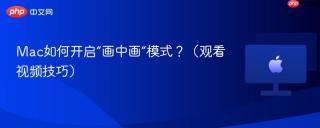 Mac如何开启“画中画”模式？（观看视频技巧）