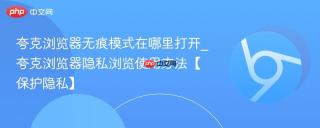 夸克浏览器无痕模式在哪里打开_夸克浏览器隐私浏览使用方法【保护隐私】