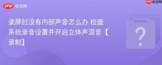 录屏时没有内部声音怎么办 检查系统录音设置并开启立体声混音【录制】