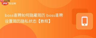boss直聘如何隐藏简历 boss直聘设置简历隐私状态【教程】