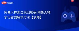网易大神怎么找回密码 网易大神忘记密码解决方法【攻略】