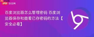 百度浏览器怎么管理密码 百度浏览器保存和查看已存密码的方法【安全必看】