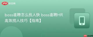 boss直聘怎么找人快 boss直聘hr高效捞人技巧【指南】