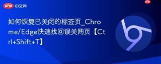 如何恢复已关闭的标签页_Chrome/Edge快速找回误关网页【Ctrl+Shift+T】