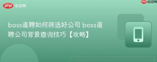 boss直聘如何筛选好公司 boss直聘公司背景查询技巧【攻略】