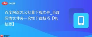 百度网盘怎么批量下载文件_百度网盘文件夹一次性下载技巧【电脑版】