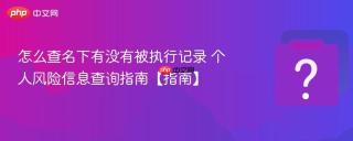 怎么查名下有没有被执行记录 个人风险信息查询指南【指南】