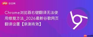 Chrome浏览器右键翻译无法使用修复方法_2026最新谷歌网页翻译设置【亲测有效】