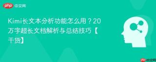 Kimi长文本分析功能怎么用？20万字超长文档解析与总结技巧【干货】