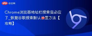 Chrome浏览器地址栏搜索变必应了_恢复谷歌搜索默认设置方法【攻略】