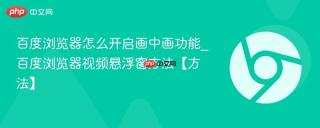 百度浏览器怎么开启画中画功能_百度浏览器视频悬浮窗方法【方法】