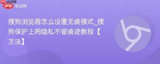 搜狗浏览器怎么设置无痕模式_搜狗保护上网隐私不留痕迹教程【方法】