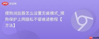 搜狗浏览器怎么设置无痕模式_搜狗保护上网隐私不留痕迹教程【方法】