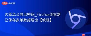 火狐怎么导出密码_Firefox浏览器已保存表单数据导出【教程】