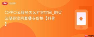 OPPO云服务怎么扩容空间_购买云储存空间套餐与价格【科普】