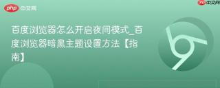 百度浏览器怎么开启夜间模式_百度浏览器暗黑主题设置方法【指南】