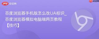 百度浏览器手机版怎么改UA标识_百度浏览器模拟电脑端网页教程【技巧】