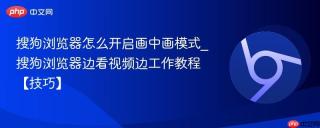 搜狗浏览器怎么开启画中画模式_搜狗浏览器边看视频边工作教程【技巧】