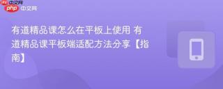 有道精品课怎么在平板上使用 有道精品课平板端适配方法分享【指南】