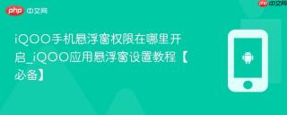 iQOO手机悬浮窗权限在哪里开启_iQOO应用悬浮窗设置教程【必备】