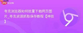 夸克浏览器如何批量下载网页图片_夸克资源抓取保存教程【神技】
