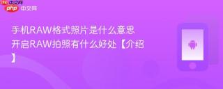 手机RAW格式照片是什么意思 开启RAW拍照有什么好处【介绍】