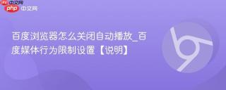 百度浏览器怎么关闭自动播放_百度媒体行为限制设置【说明】