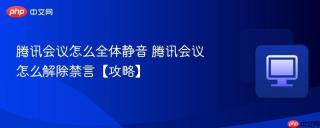腾讯会议怎么全体静音 腾讯会议怎么解除禁言【攻略】