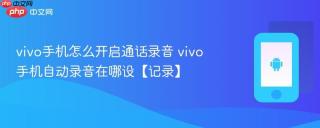 vivo手机怎么开启通话录音 vivo手机自动录音在哪设【记录】