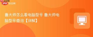 鲁大师怎么看电脑型号 鲁大师电脑型号查询【详解】