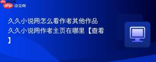 久久小说网怎么看作者其他作品 久久小说网作者主页在哪里【查看】