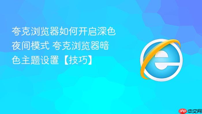 夸克浏览器如何开启深色夜间模式 夸克浏览器暗色主题设置【技巧】
