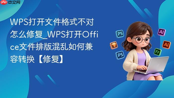 wps打开文件格式不对怎么修复_wps打开office文件排版混乱如何兼容转换【修复】