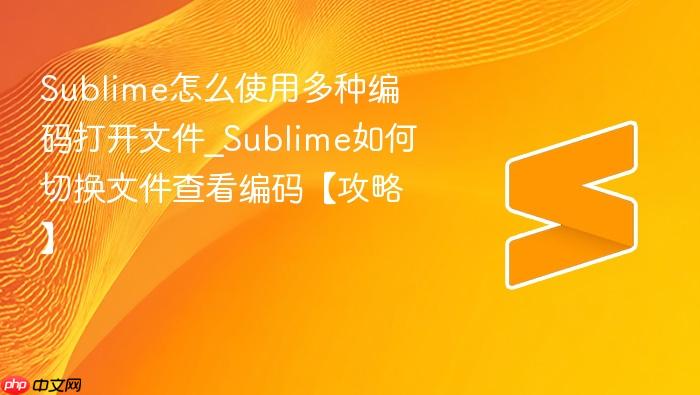 sublime怎么使用多种编码打开文件_sublime如何切换文件查看编码【攻略】