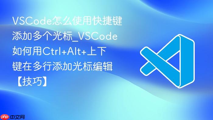 vscode怎么使用快捷键添加多个光标_vscode如何用ctrl+alt+上下键在多行添加光标编辑【技巧】