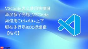 vscode怎么使用快捷键添加多个光标_vscode如何用ctrl+alt+上下键在多行添加光标编辑【技巧】