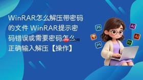 WinRAR怎么解压带密码的文件 WinRAR提示密码错误或需要密码怎么正确输入解压【操作】