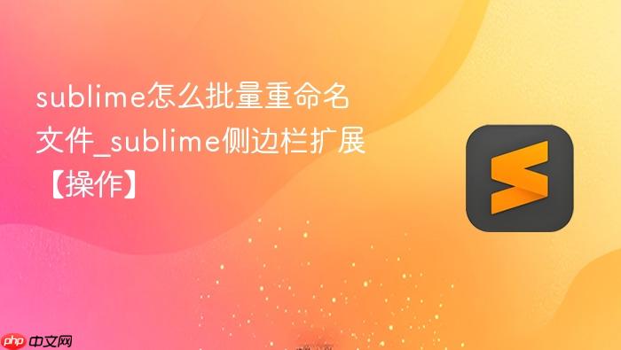 sublime怎么批量重命名文件_sublime侧边栏扩展【操作】