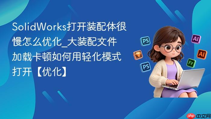solidworks打开装配体很慢怎么优化_大装配文件加载卡顿如何用轻化模式打开【优化】