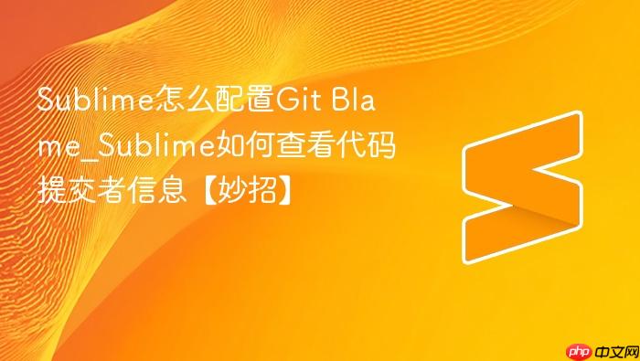 sublime怎么配置git blame_sublime如何查看代码提交者信息【妙招】
