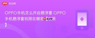OPPO手机怎么开启悬浮窗 OPPO手机悬浮窗权限在哪里【权限】