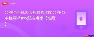 oppo手机怎么开启悬浮窗 oppo手机悬浮窗权限在哪里【权限】