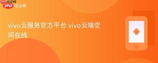vivo云服务官方平台 vivo云端空间在线