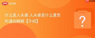 什么是人夫感 人夫感是什么意思的通俗解释【介绍】