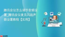 腾讯会议怎么调节音频设置_腾讯会议麦克风扬声器设置教程【实用】